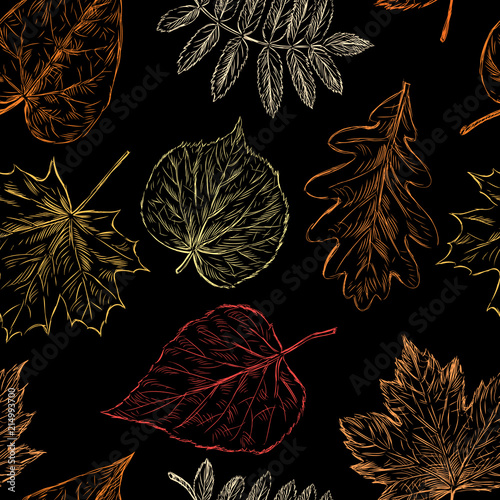 Seamless pattern of the autumn leaves