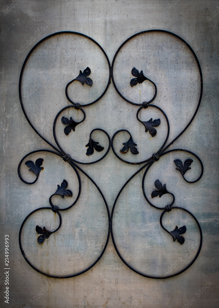 ornate wrought-iron elements of metal gate decoration