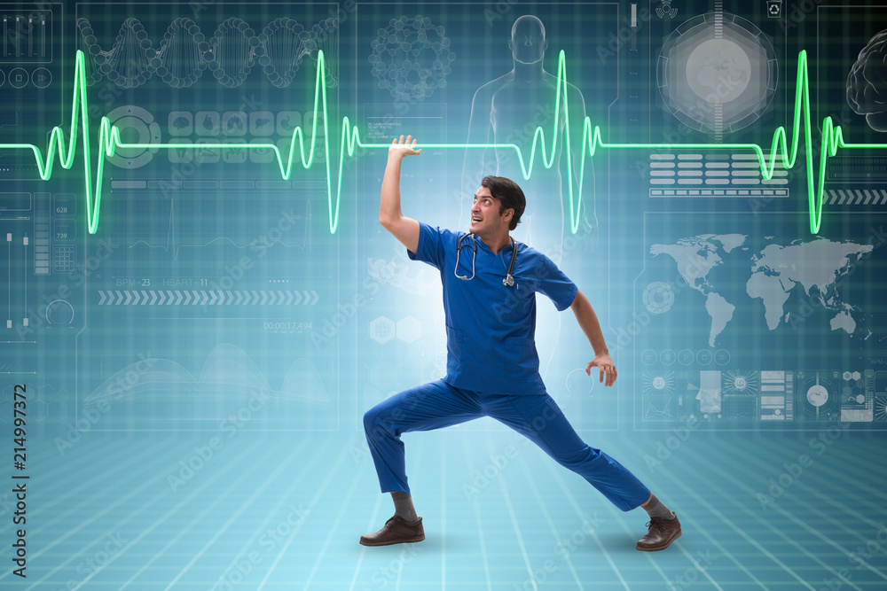 Man doctor in cardiology telemedicine concept Man doctor in cardiology telemedicine concept