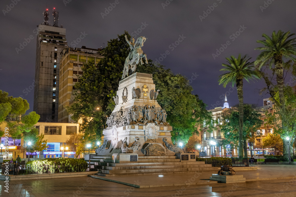 Plaza San Martin and San Martin Monument at night - Cordoba, Argentina