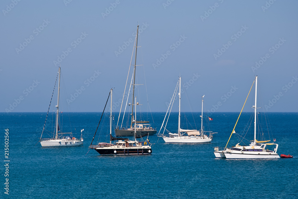 Sailing yachts in the Mediterranean Sea