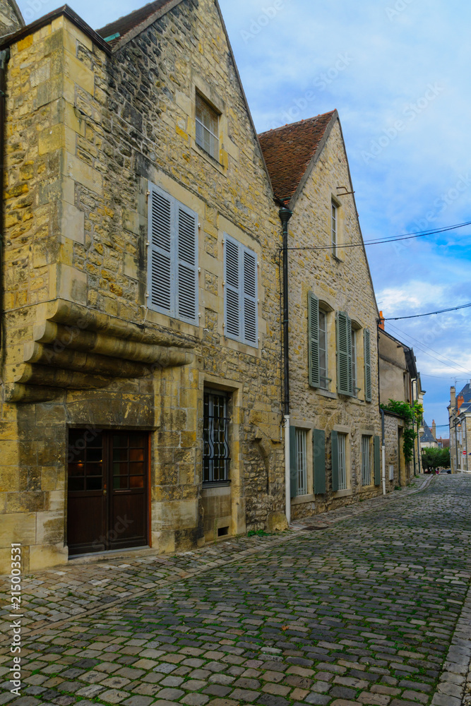 Street with old buildings, in Nevers