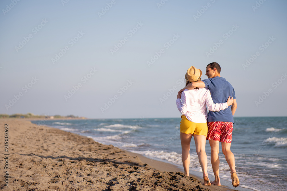 Beach of summer time and two lovers Beach of summer time and two lovers