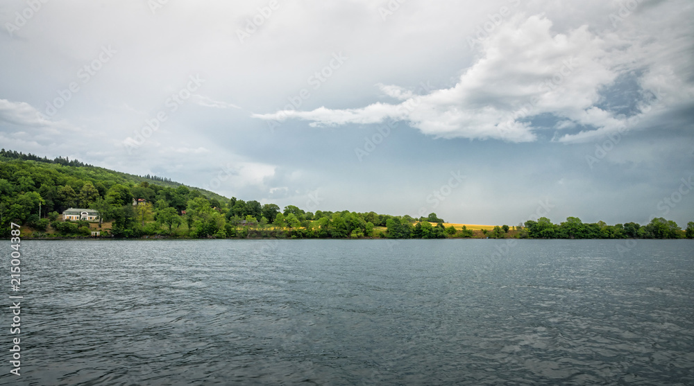 Lake panorama landscape after storm