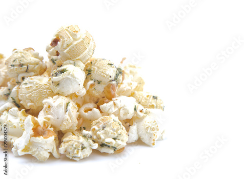 Ranch Flavored White Cheese Popcorn on a White Background