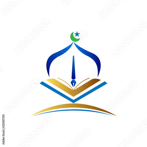 islamic logo with book and mosque dome