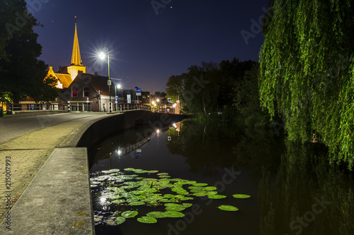 Dutch village Zoeterwoude-dorp during dusk photo