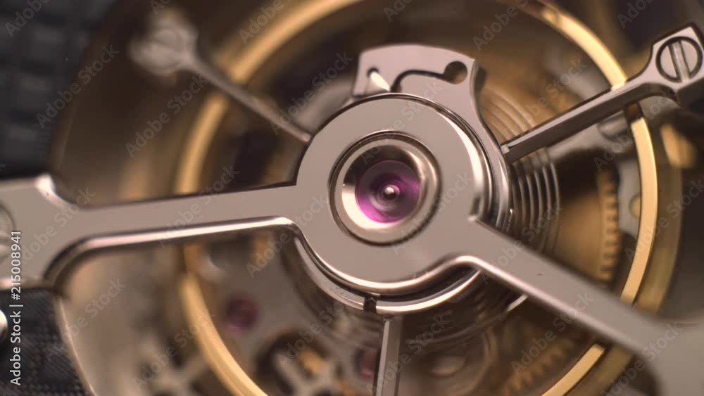 Mechanism of a watch with jewels. Open clockwork and fragments of shiny gears. Close up 4k macro shot. Time and work concept. Mechanism of a watch with jewels. Open clockwork and fragments of shiny gears. Close up 4k macro shot. Time and work concept.