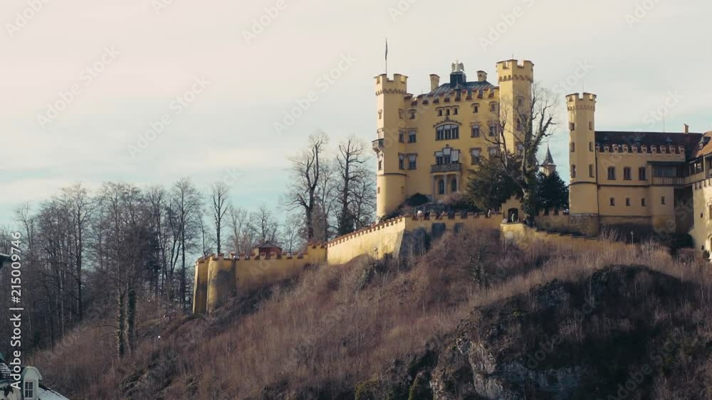 Slow-motion clip of a yellow castle in the Alps mountain. Slow-motion clip of a yellow castle in the Alps mountain.