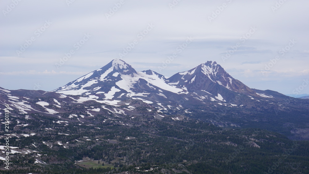 North and Middle Sister from Broken Top Mountain, Bend, Oregon