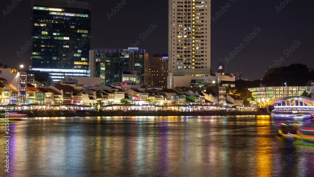 Singapore night river traffic time lapse Singapore night river traffic time lapse