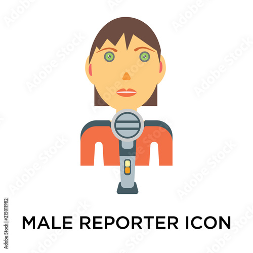 male reporter icon isolated on white background. Modern and editable male reporter icon. Simple icons vector illustration.