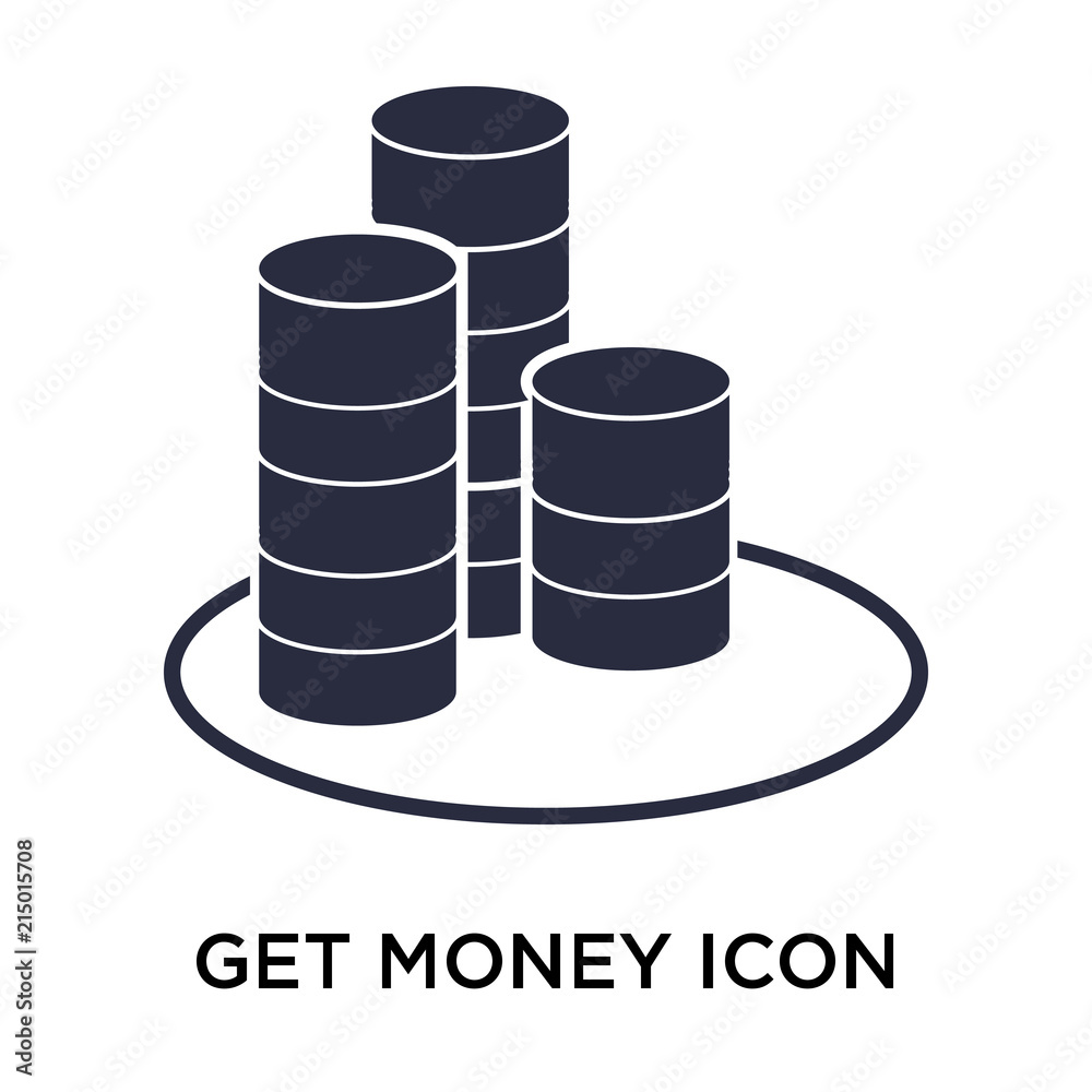 Get money icon vector sign and symbol isolated on white background, Get money logo concept Get money icon vector sign and symbol isolated on white background, Get money logo concept