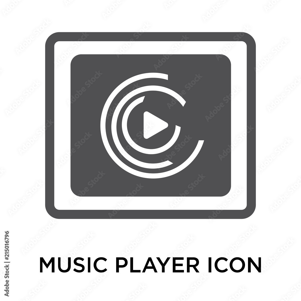 Music player icon vector sign and symbol isolated on white background, Music player logo concept Music player icon vector sign and symbol isolated on white background, Music player logo concept