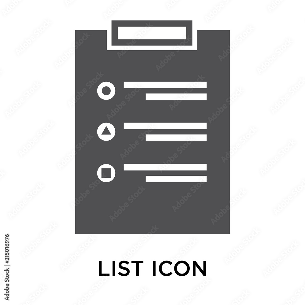 List icon vector sign and symbol isolated on white background, List logo concept List icon vector sign and symbol isolated on white background, List logo concept