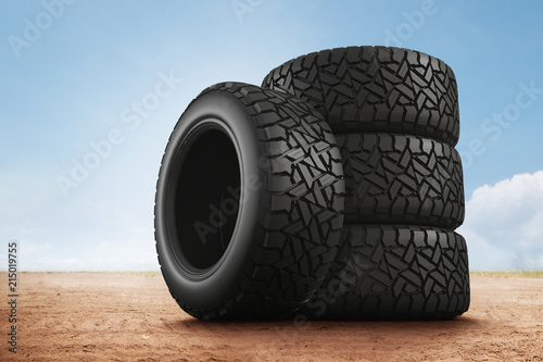 3d rendering Car tires on background © SK imagine