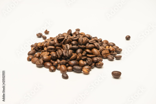 coffee beans, roasted coffee isolated on white background
