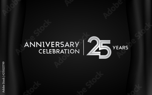 25 Years Anniversary Logotype with   Silver Multi Linear Number Isolated on Dark Background
