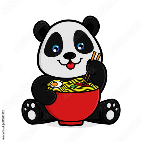 Fototapeta Naklejka Na Ścianę i Meble -  Panda eats noodles