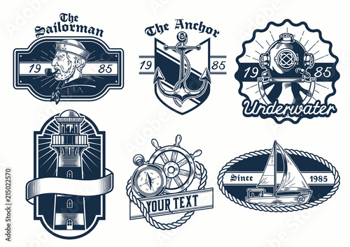 set of nautical badge design