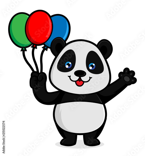 Fototapeta Naklejka Na Ścianę i Meble -  Panda hold baloons