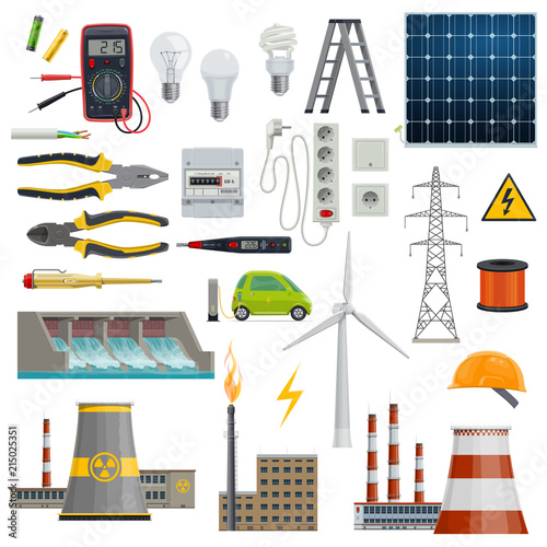 Electricity, energy and power industry icons