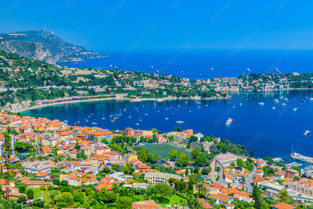 Stunning views of the small town of Villefranche-sur-Mer. French Riviera. Cote d'Azur.