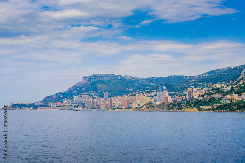 Beautiful view from Cape Martin to the beaches and Monaco. Cote d'Azur. France Beautiful view from Cape Martin to the beaches and Monaco. Cote d'Azur. France