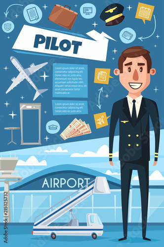 Airline, pilot of airplane and airport