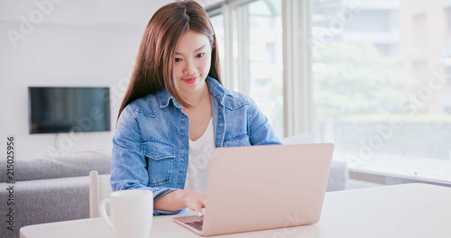 woman use computer work