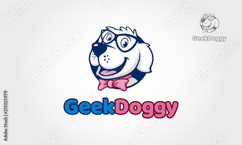 Geek Doggy Vector Logo Illustration. High quality vector mascot for your all business.