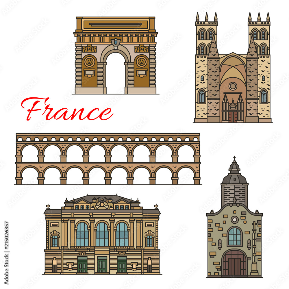 Φωτογραφία Tourist sights of France icons for travel design