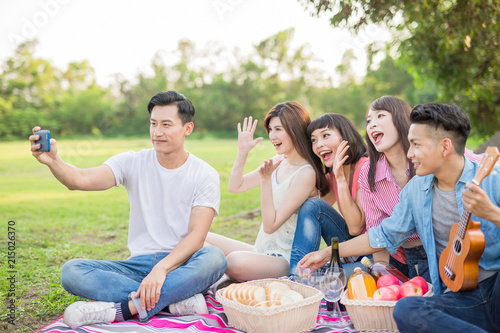 people selfie happily