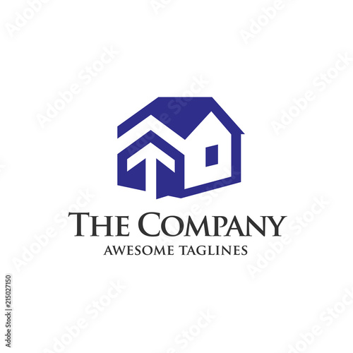 Real estate development with arrow logo concept icon, Building logo illustration