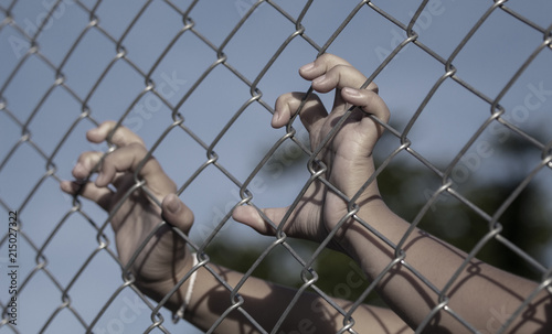  Catch hand with cage was imprisoned make Feeling no freedom or lack of freedom monochrome black and white styles