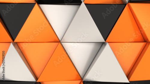 Pattern of black, white and orange triangle prisms