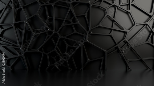Fototapeta Naklejka Na Ścianę i Meble -  Abstract 3d grate on black background