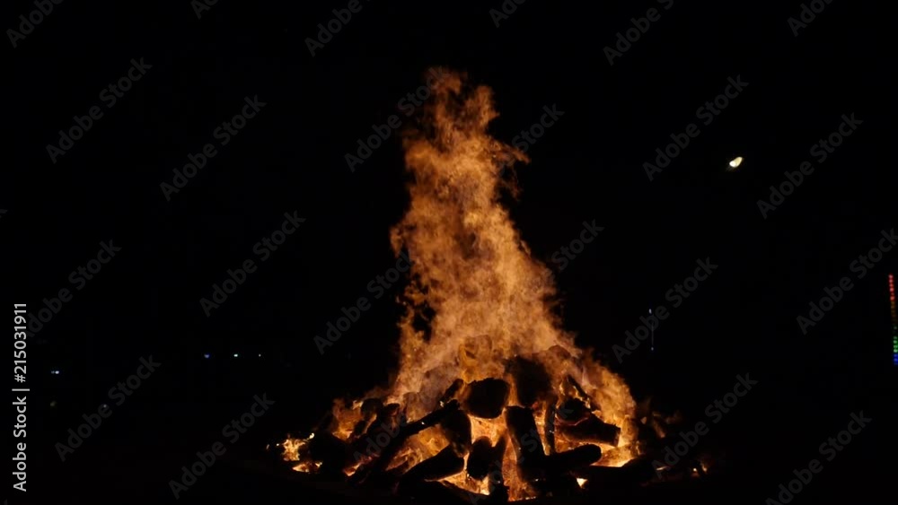 Slow motion bonfire in the dark Slow motion bonfire in the dark