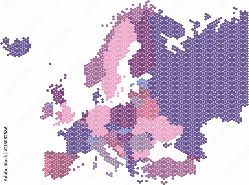 Fototapeta premium Geometry hexagon form of Europe map on white background. Vector illustration.