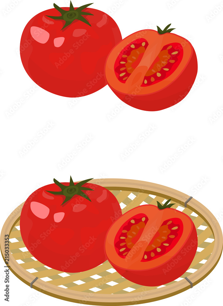 夏野菜 トマト かご盛り Stock ベクター Adobe Stock