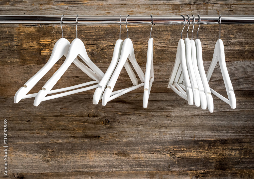 Chaotically places hangers on the rack Stock Photo Adobe Stock