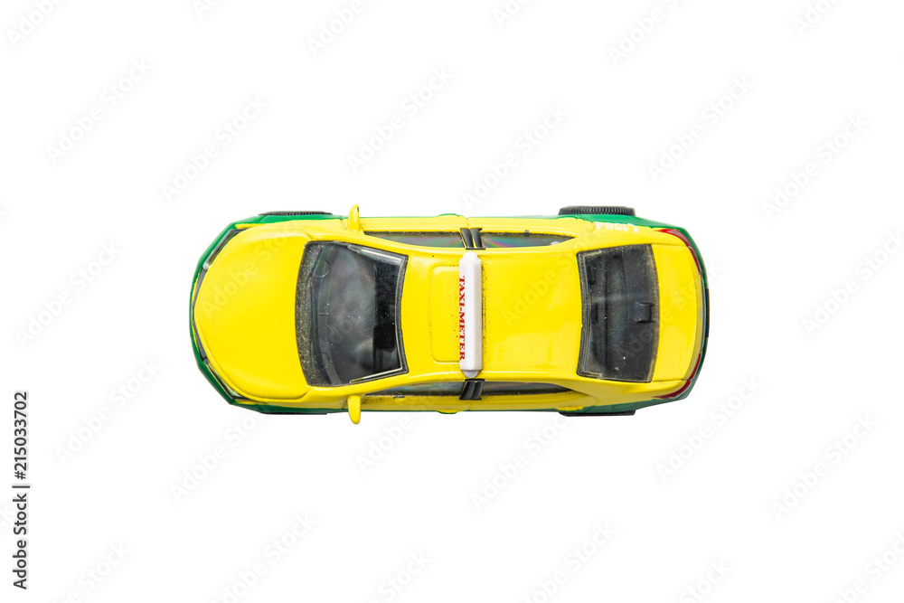 Car toy diecast on the white background , Top view . (clipping path) Car toy diecast on the white background , Top view . (clipping path)