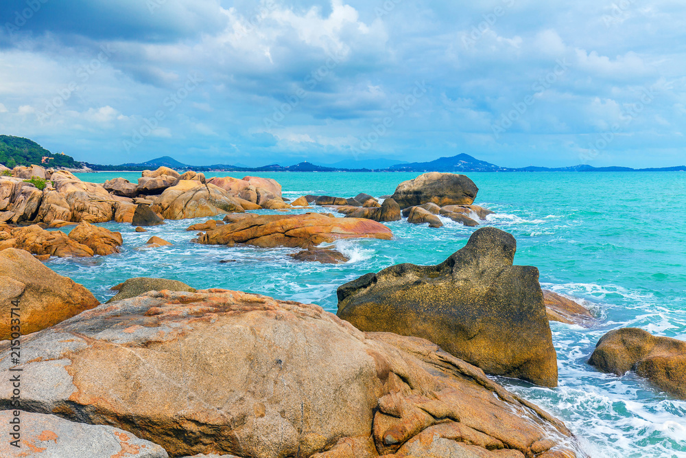 Rocky coast of Koh Samui in Thailand.