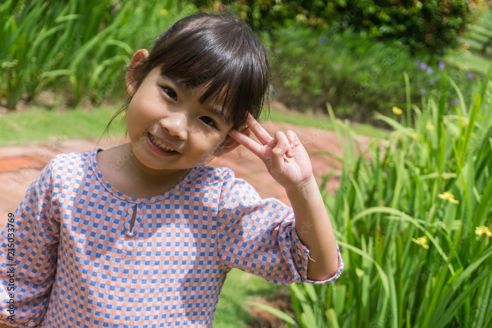 Asian kids little girl Have fun on holiday travel Asian kids little girl Have fun on holiday travel
