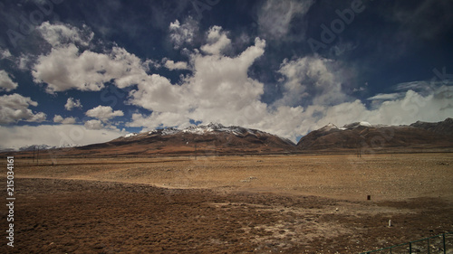 Mountain and Land with some of clouds and sky with high contrast