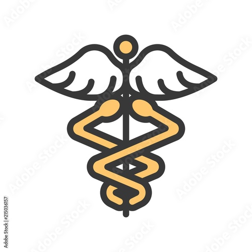 caduceus a symbolic represents  Hermes, use in astrology, alchemy, and astronomy，filled outline icon