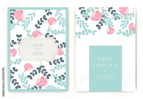 Wedding Invitation, floral invite thank you, rsvp modern card Design colorful flower Vector elegant rustic template
