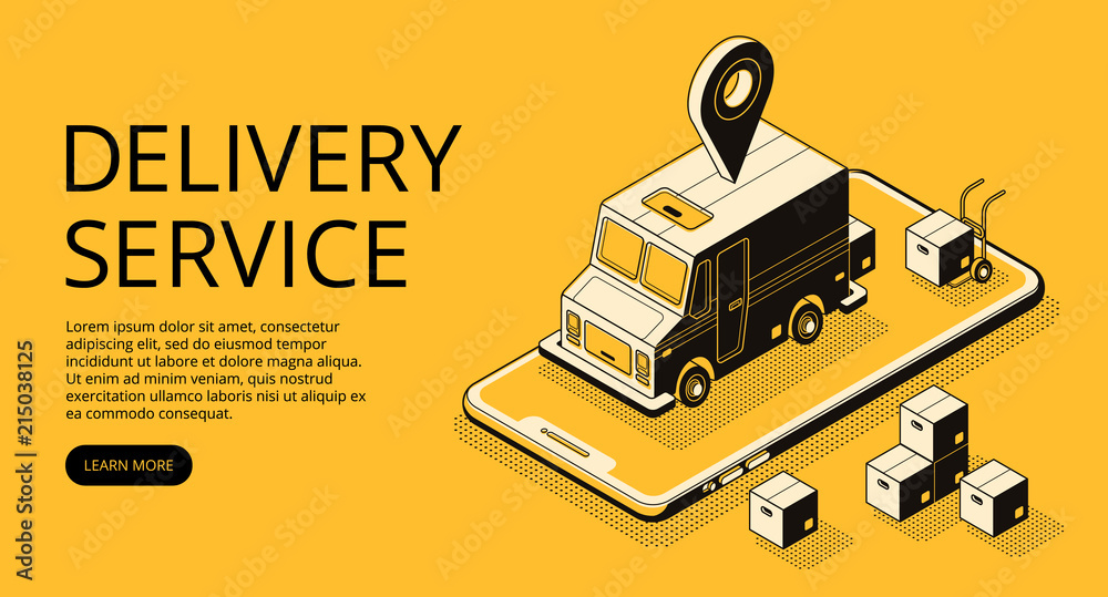 Shell Delivery Graphics Delivery service vector illustration of loader truck and parcel boxes ...