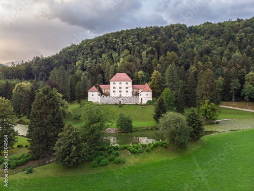 Panoramic view of Strmol castle at Gorenjska region, Slovenia. photo