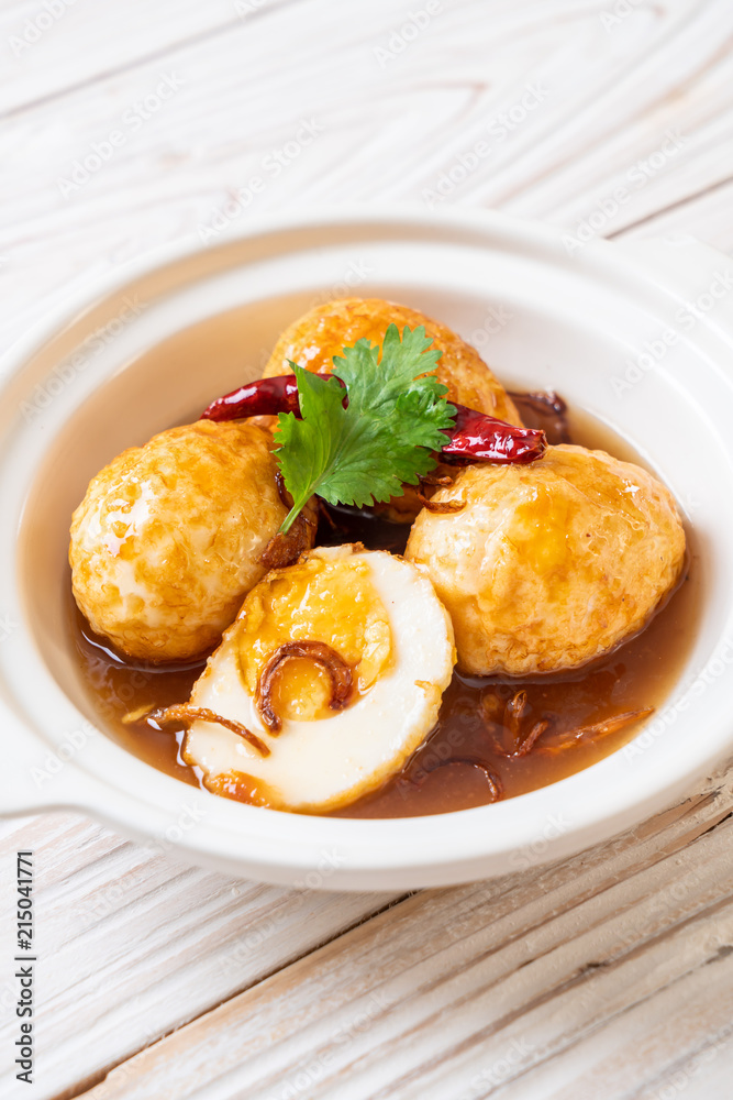 Fried Boiled Egg with Tamarind Sauce